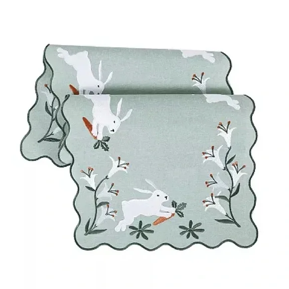 Green Rabbit Pattern Table Runner - Picture 3 of 5